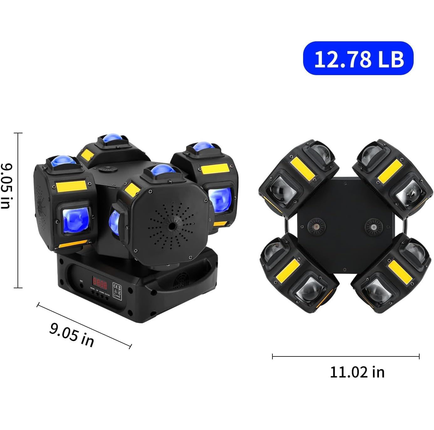 Moving Head DJ Lights 200W LED with 4 Rotating Head,16X10W RGBW 4-in-1 Multiple Effects Changing for Disco Parties Wedding Live Show KTV Club, Controlled by 19CH DMX-512/Sound Activated