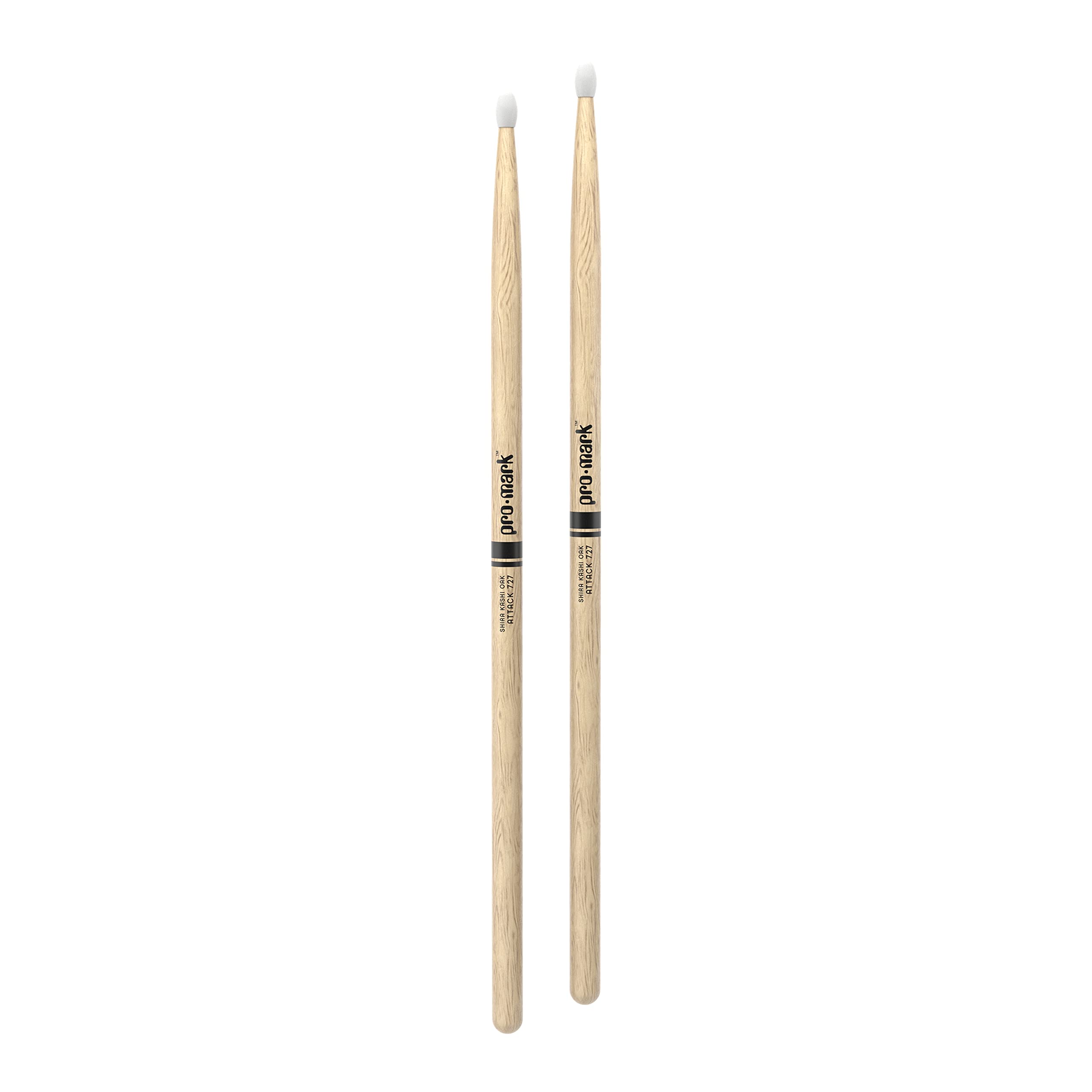 ProMark Drum Sticks – Classic Attack 727 Shira Kashi Oak Drumsticks, Oval Nylon Tip, One Pair
