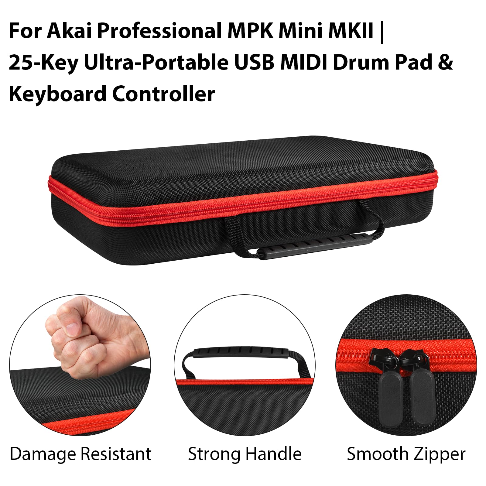 LVKAYCE Carrying & Protective Case for Akai Professional MPK Mini MK3 & MKII | MPK Mini Play -25 Key USB MIDI Keyboard Controller (Case Only)