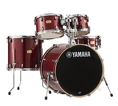 Yamaha Stage Custom Birch 5pc Drum Shell Pack With a 22″ Kick Drum and 14” Snare Drum in Cranberry Red For Students and Working Drummers (SBP2F50CR)