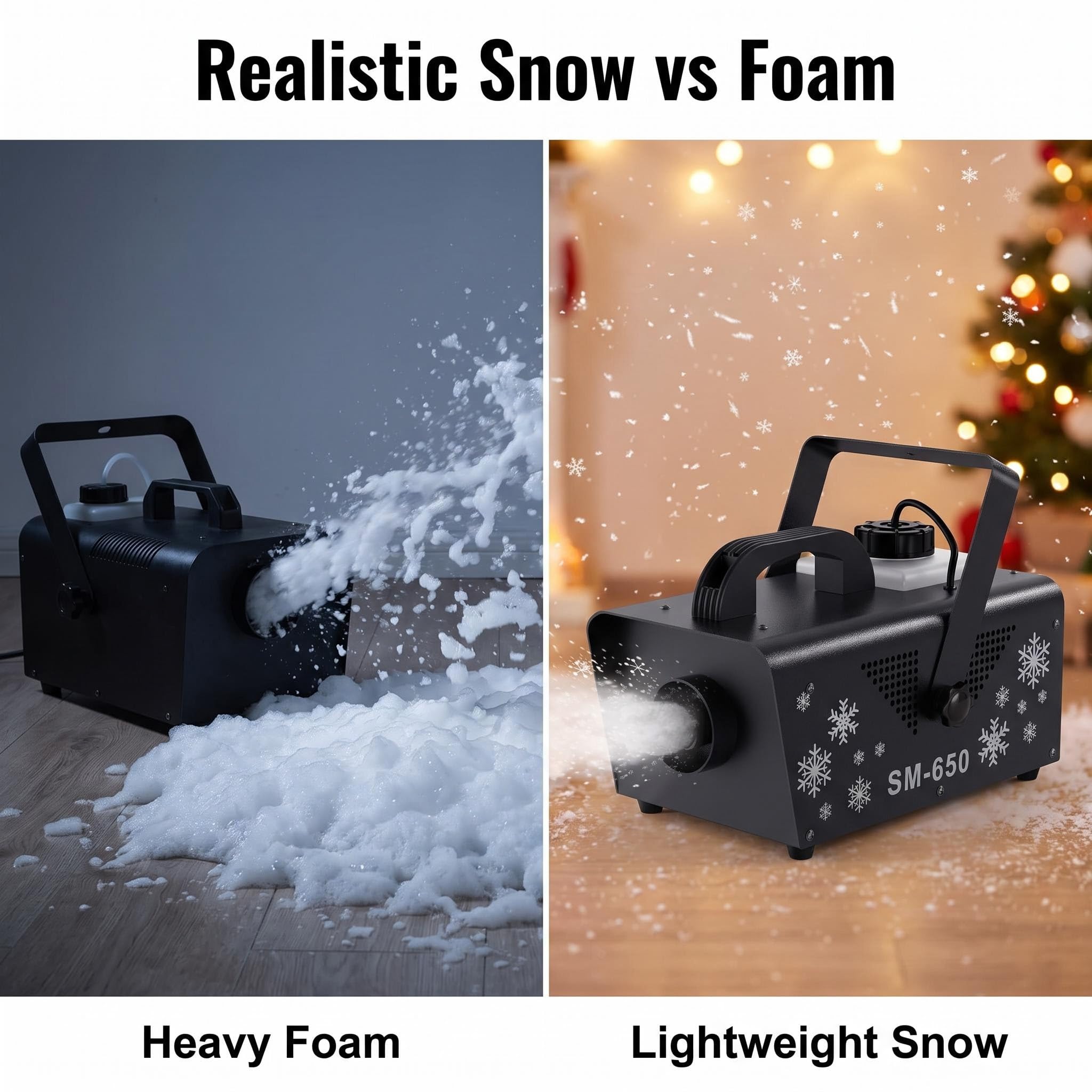 650W Snow Machine with Remote, Fake Snow Maker for Christmas Party