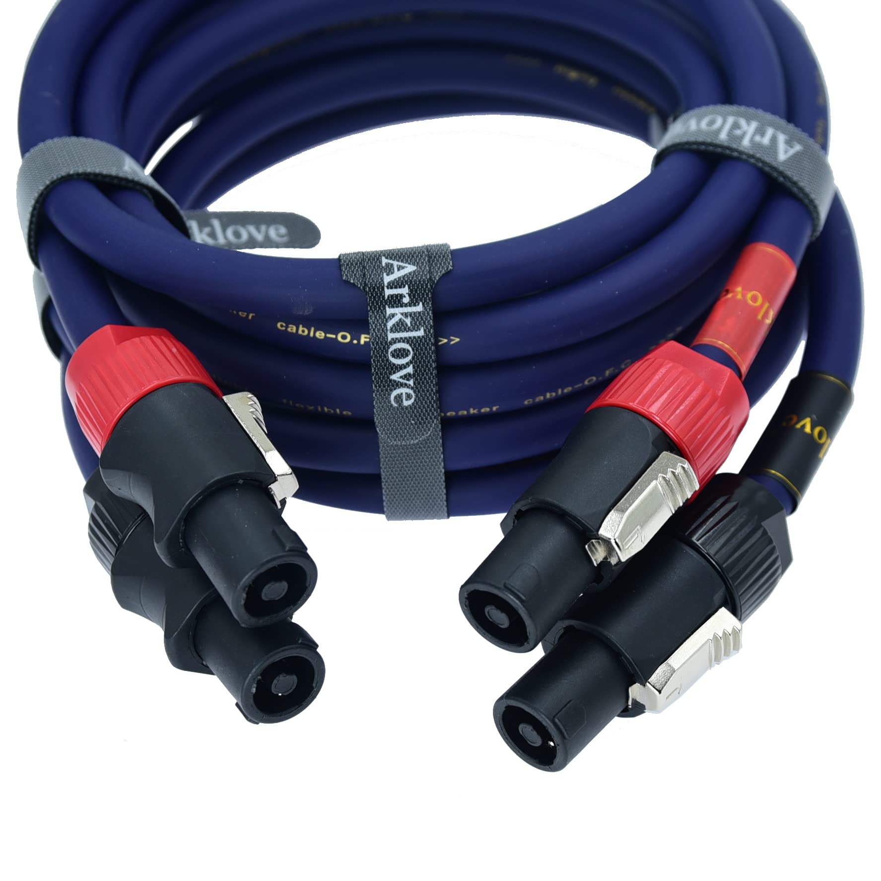 Arklove Heavy Duty 2Pack Pro Speakon to Speakon Male Speaker Wire Lock Cable Pair 13AWG Patch Professional Audio Cabl Cord with nl4 NL4FC Port Connector for para bocinas de dj feet 4Conductor 20ft