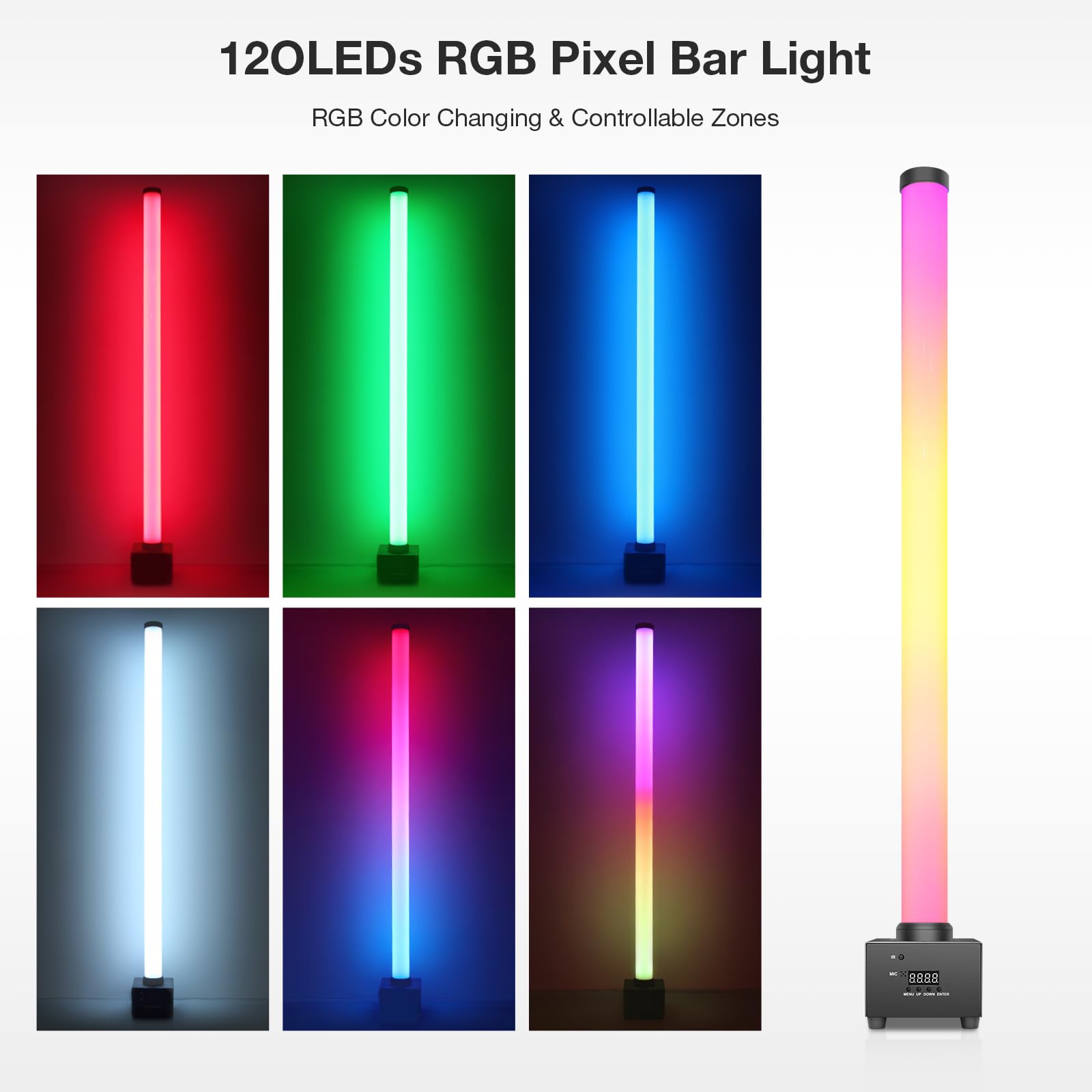 OPPSK LED Stage Light Bar: 360° Full Coverage Lighting – 60W 120LED RGB Pixel Tube – Remote DMX Control – Great for DJ Party Live Show Band Club Event