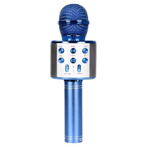 Wireless Bluetooth Karaoke Microphone Portable Handheld Mic Speaker 3-in-1 for All Smartphones Gifts Blue