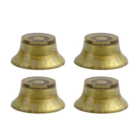 FLEOR 4pcs LP Guitar Top Hat Knobs Golden 18 Splines Bell Knob for LP SG Electric Guitar