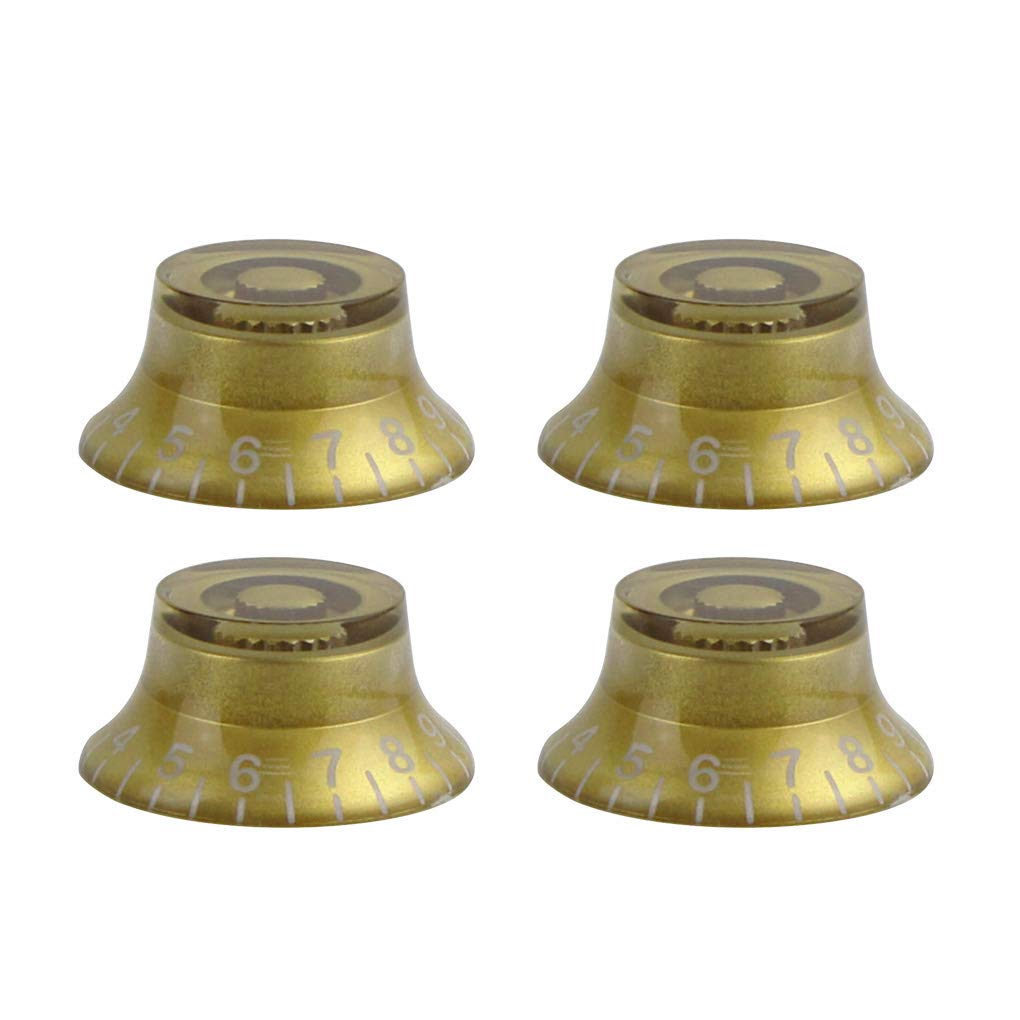 FLEOR 4pcs LP Guitar Top Hat Knobs Golden 18 Splines Bell Knob for LP SG Electric Guitar