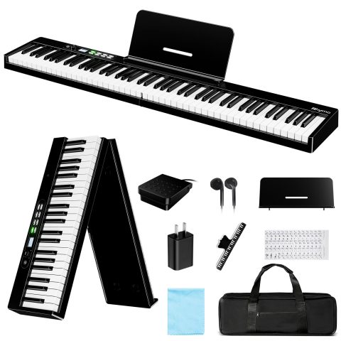Rhymo Portable Piano Keyboard, Semi-Weighted Folding Piano 88 Key Full Size