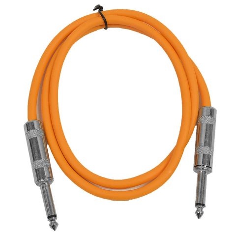 Seismic Audio Speakers Guitar Cables, TS ¼” Guitar Cables, Orange, 2 Feet