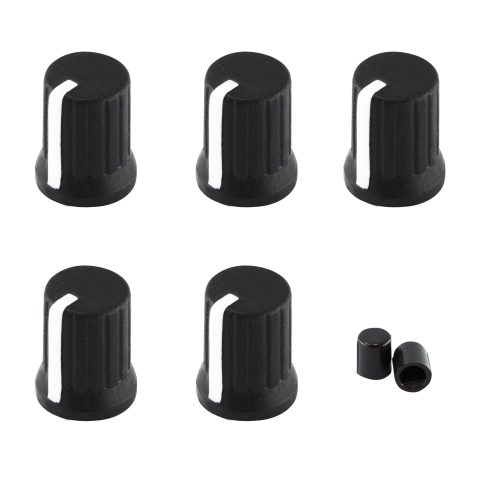 AUXBC 6mm D Shaft Rubber Potentiometer Control Knobs, Pioneer knob DJM Mixer Volume EQ Knob for Electric Guitar DJ Controller Mixer Console Volume Tone Knobs, 5pcs, Black