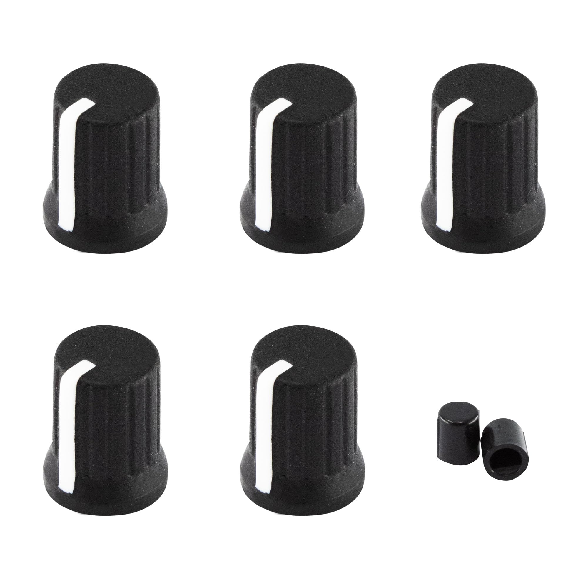 AUXBC 6mm D Shaft Rubber Potentiometer Control Knobs, Pioneer knob DJM Mixer Volume EQ Knob for Electric Guitar DJ Controller Mixer Console Volume Tone Knobs, 5pcs, Black