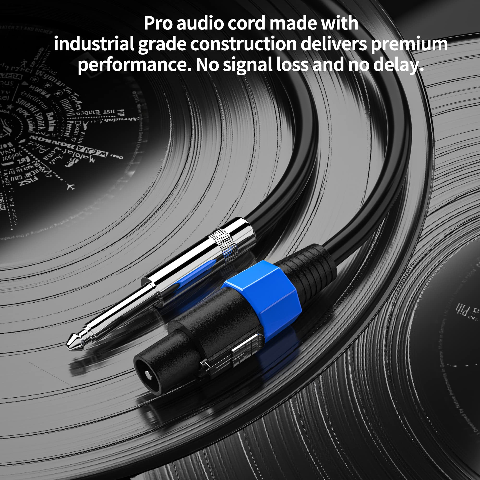2-Pack 100 Feet Speakon to 1/4 Inch TS Speaker Cable 12 Gauge Twist Lock