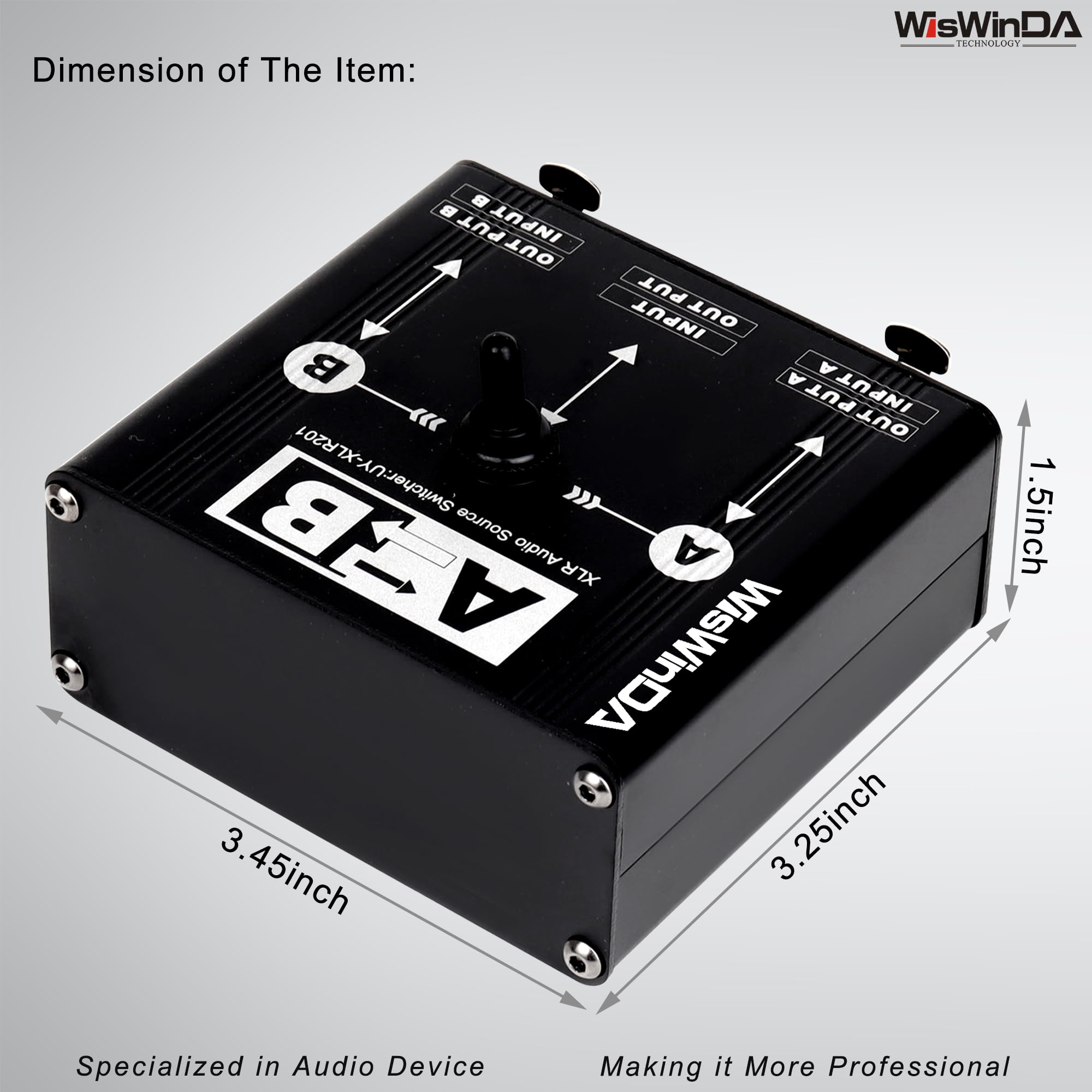 WisWinDa Pro XLR Passive A/B Switch Box Reversible Operation Design Balanced Audio Converter 2 Channel HiFi Stereo Audio Selector No Loss Switching Aluminum Shell (XLR A/B Swtich Box (F-2M))