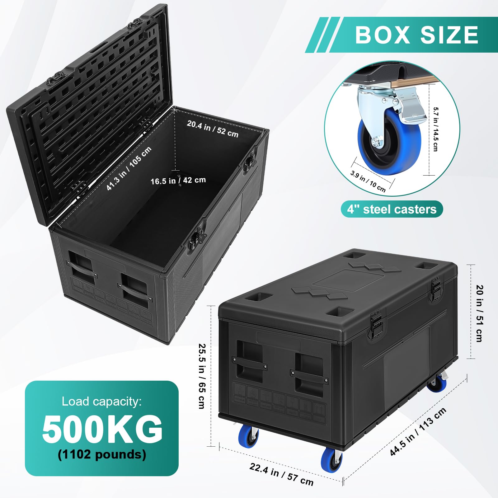 4 PACK Rolling Road Case with Heavy Duty Silent Wheels