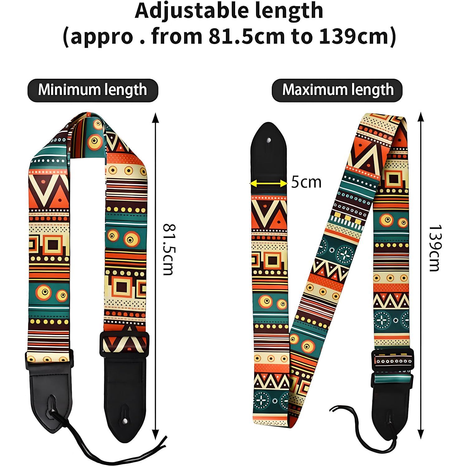 Qivorimith Guitar Strap,Acoustic Electric Guitar With 6 PCS Picks Guitar Accessories,Available for All Guitars