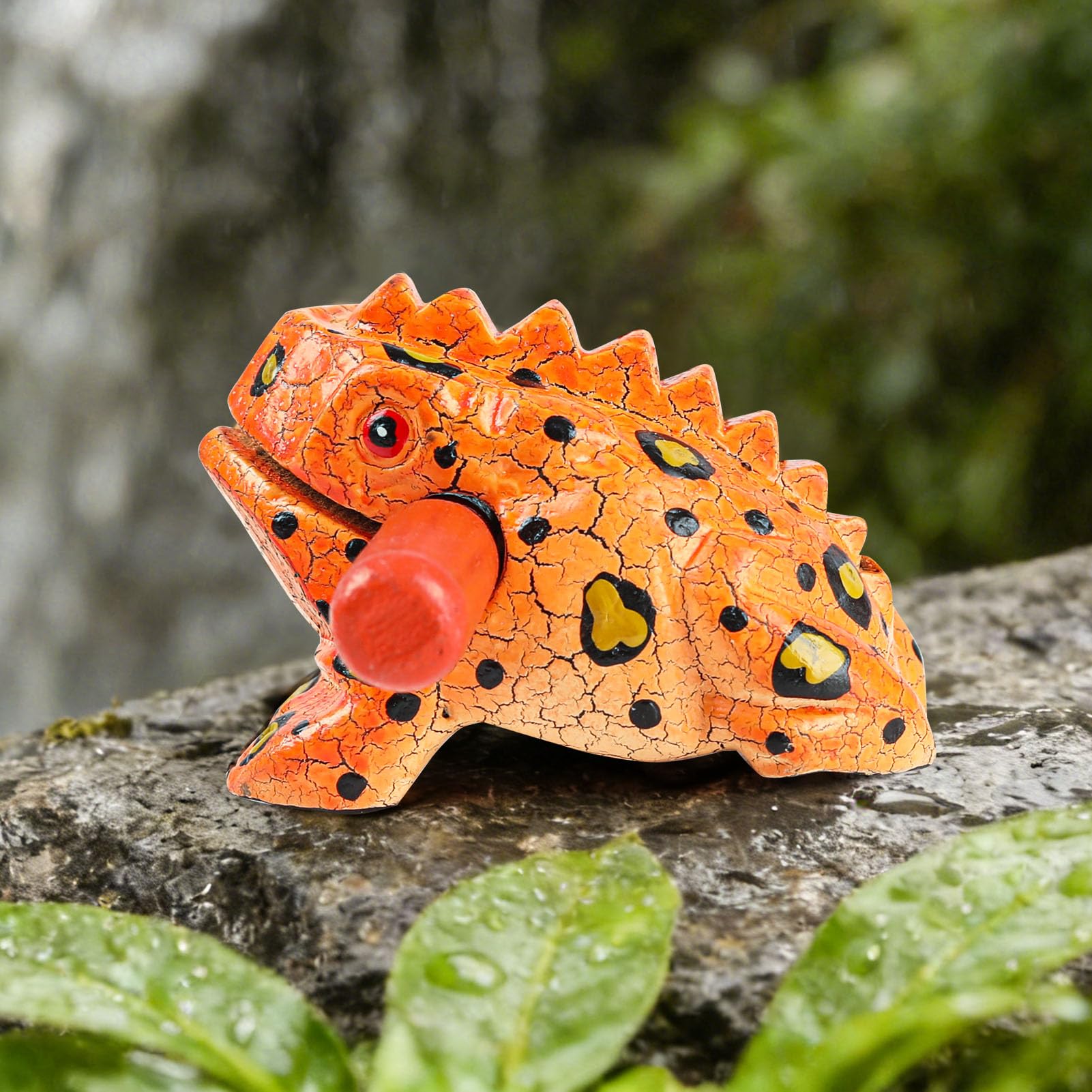 GOGHOST 3.5 inch Frog Guiro Rasp Wooden Instrument (Painted Orange)