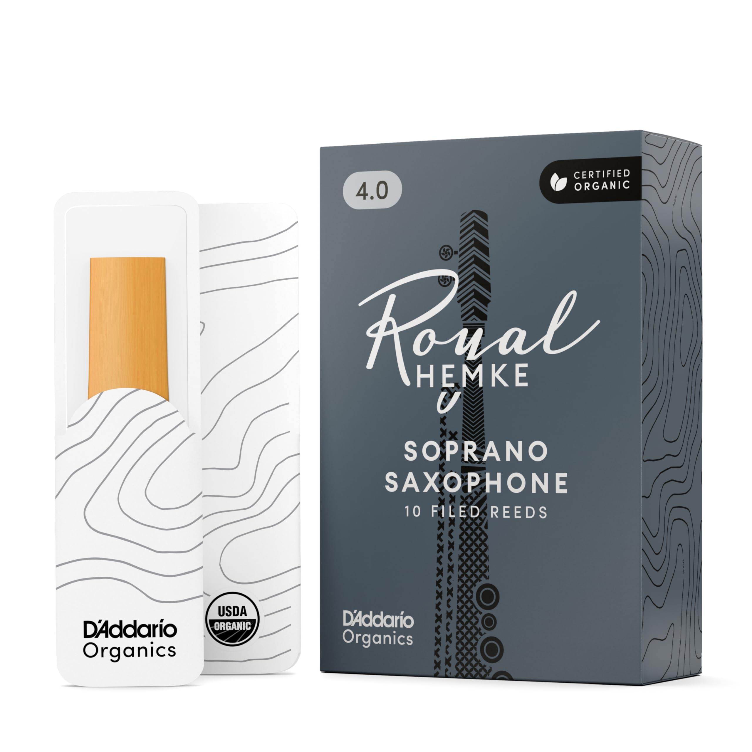 D’Addario RHKP10SSX400 Hemke Organic Soprano Sax Reeds Strength 4.0, 10-Pack