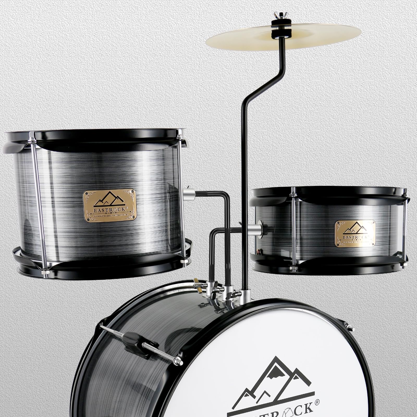 EASTROCK 3 Piece 14” Junior Drum sets for Drummer,Gray