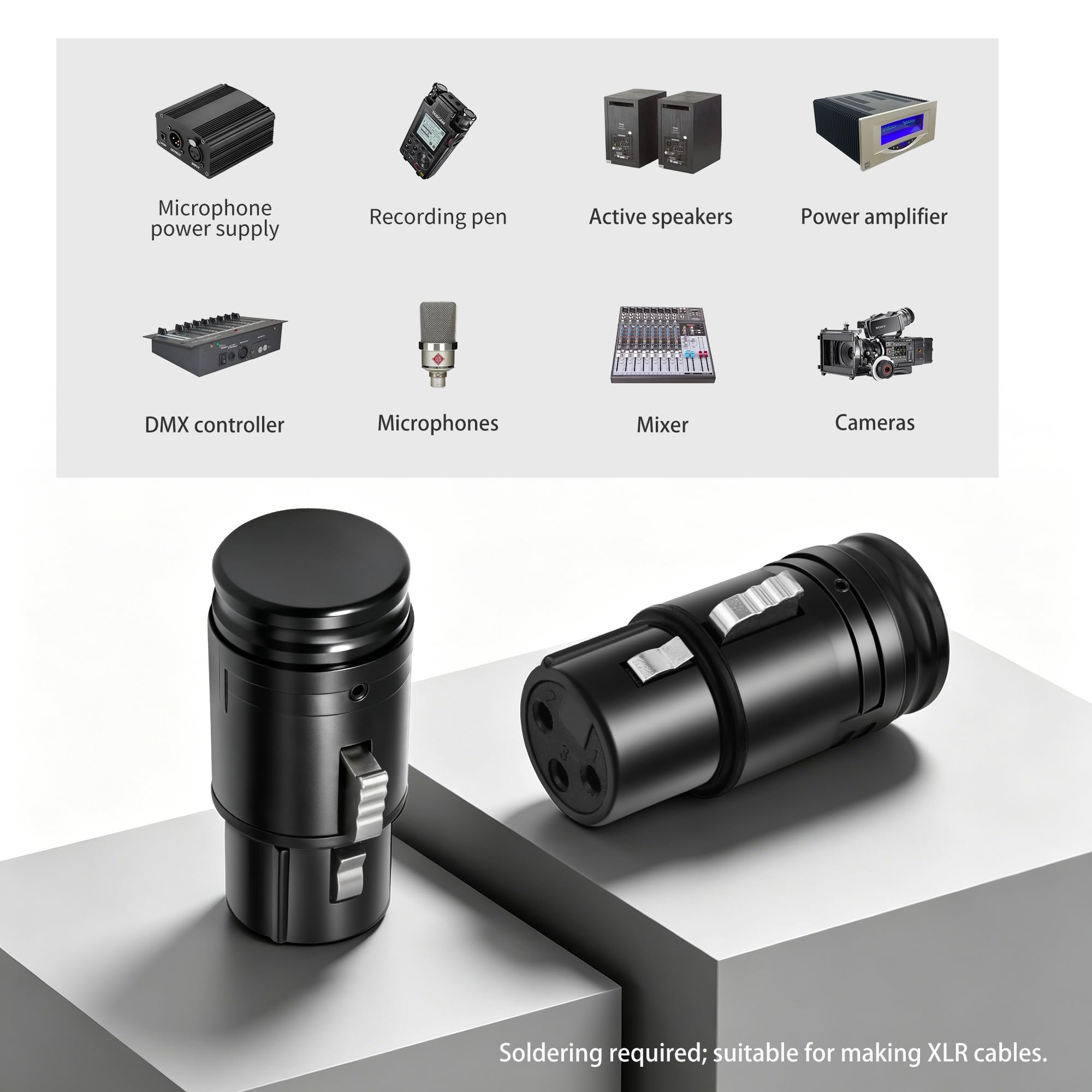 Kinweistex XLR Right Angle Adapter 3 Pin 90 Degree Rotatable XLR Female Connector for DIY Microphone Audio Cable 4PCS