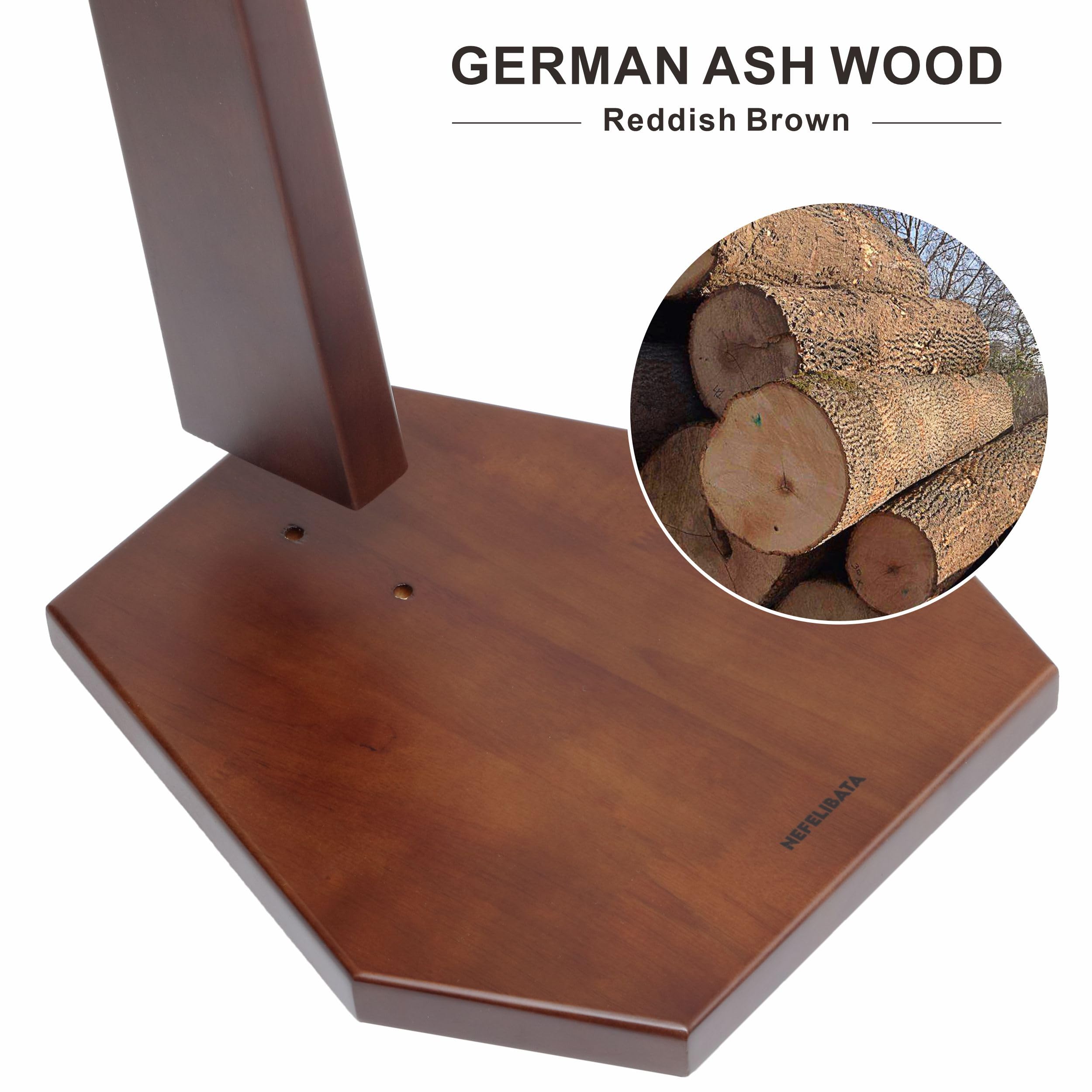 Nefelibata Wooden Guitar Stand – Handmade German Ash Solid Semi-curved Design Wood Stand Floor, Best for Acoustic guitars, Classical guitars, Banjos, Mandolins(Brown)