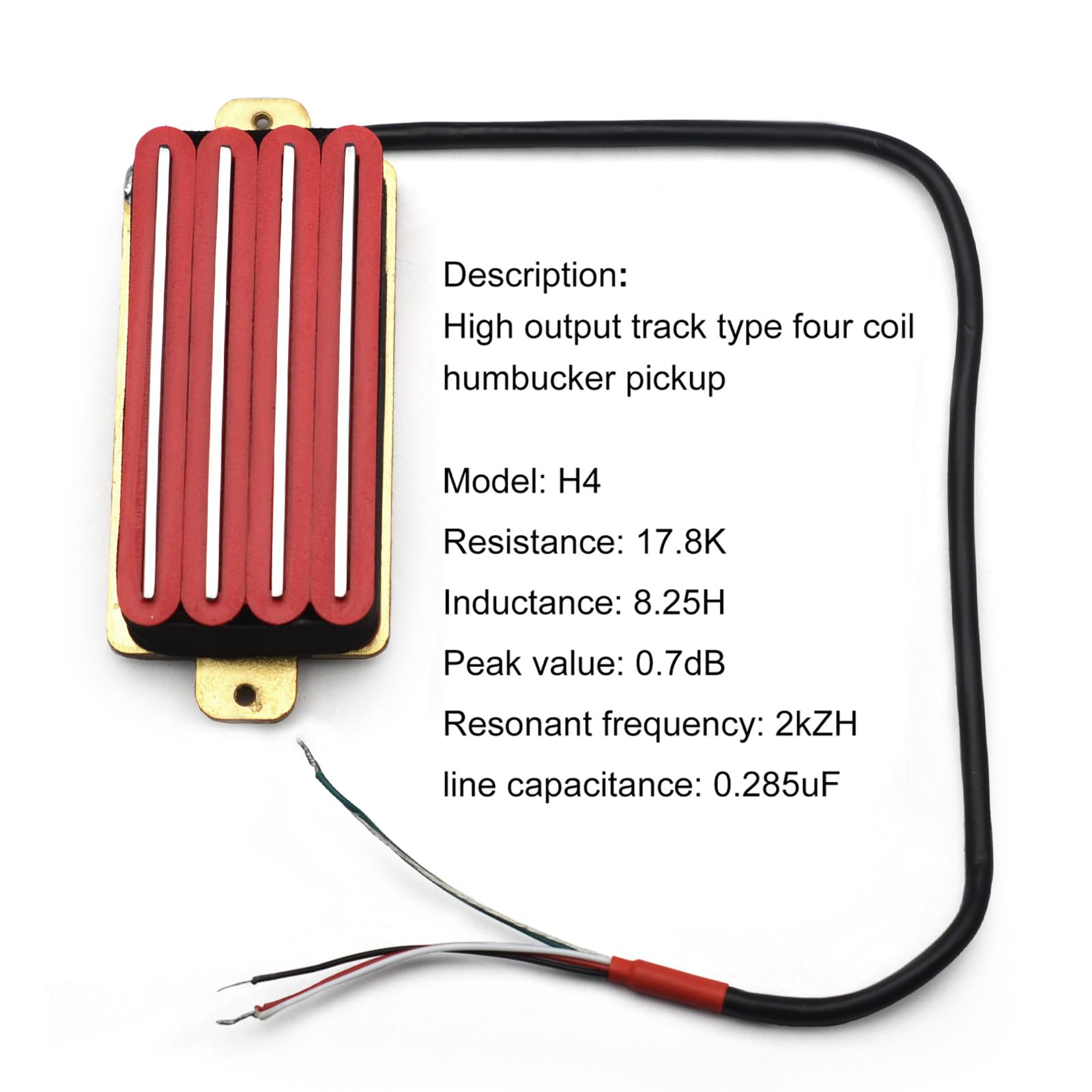 SAPHUE 2-Dual Blade Electric Guitar High Output Track Type Four Coil Humbucker Pickup Red