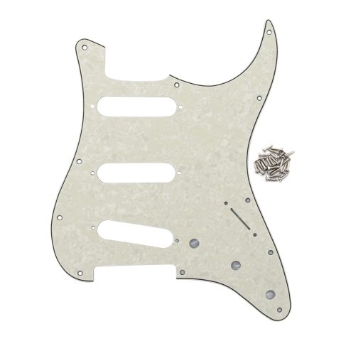 FLEOR 11 Holes ST Style Pickguard SSS Guitar Pickguard Pick Guard Scratchplate with Screws Set,4Ply Aged Pearl