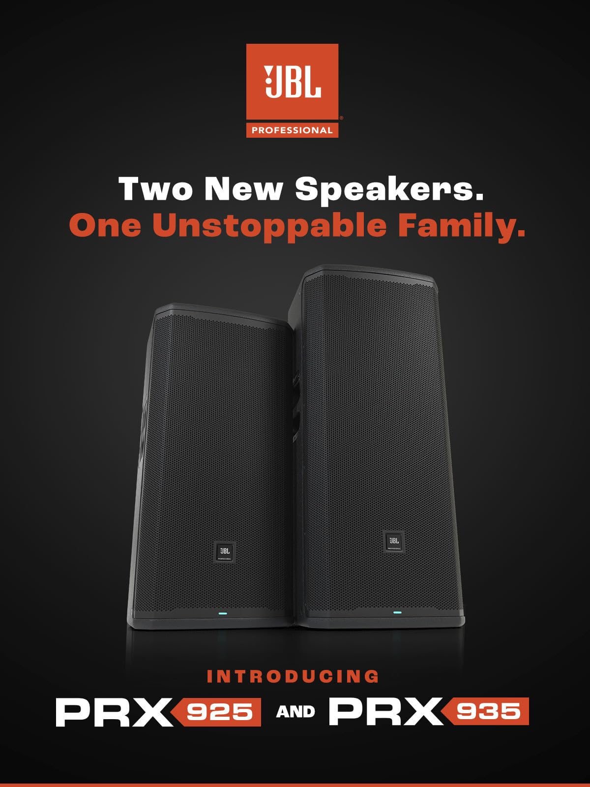 JBL Professional PRX925 Portable Powered Full-Range Speaker. Dual 15”, Two-Way, 2000-Watt Class-D Amplifier, BLE (Bluetooth Low Energy), App Control. Black