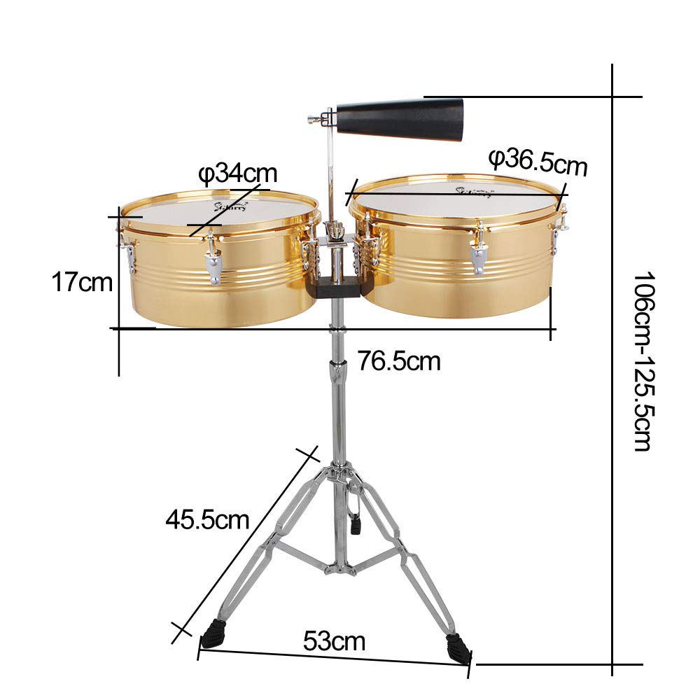 Ktaxon 13 Inch & 14 Inch Timbales Drum Set, Gold